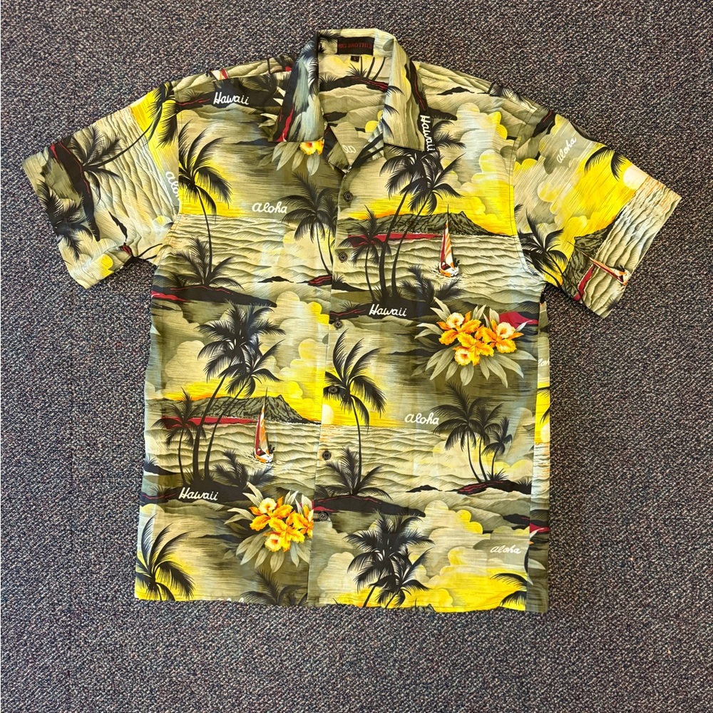 Big Brother Hawaiian Print Yellow and Black Men's Shirt
